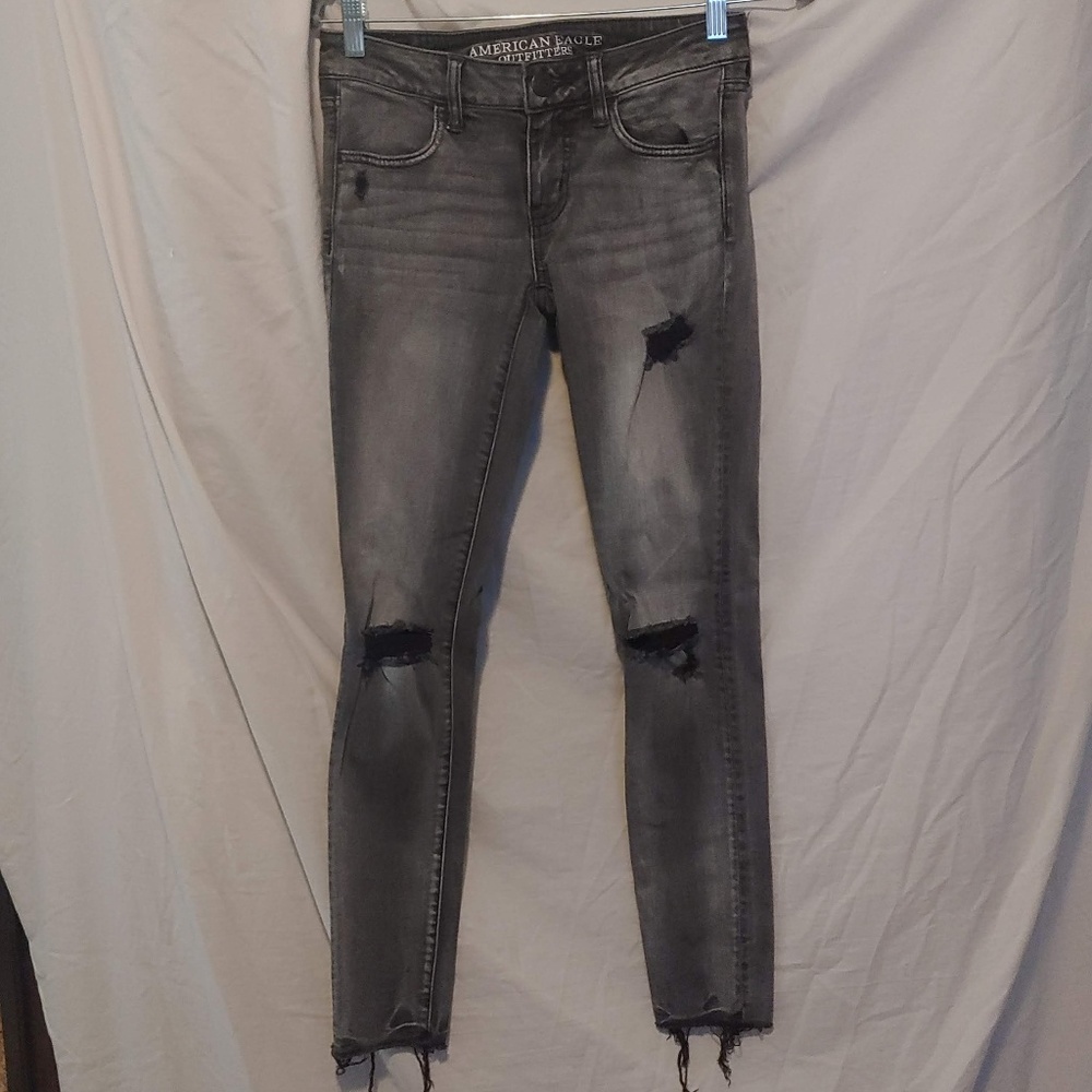Grey Distressed Skinny Jeans